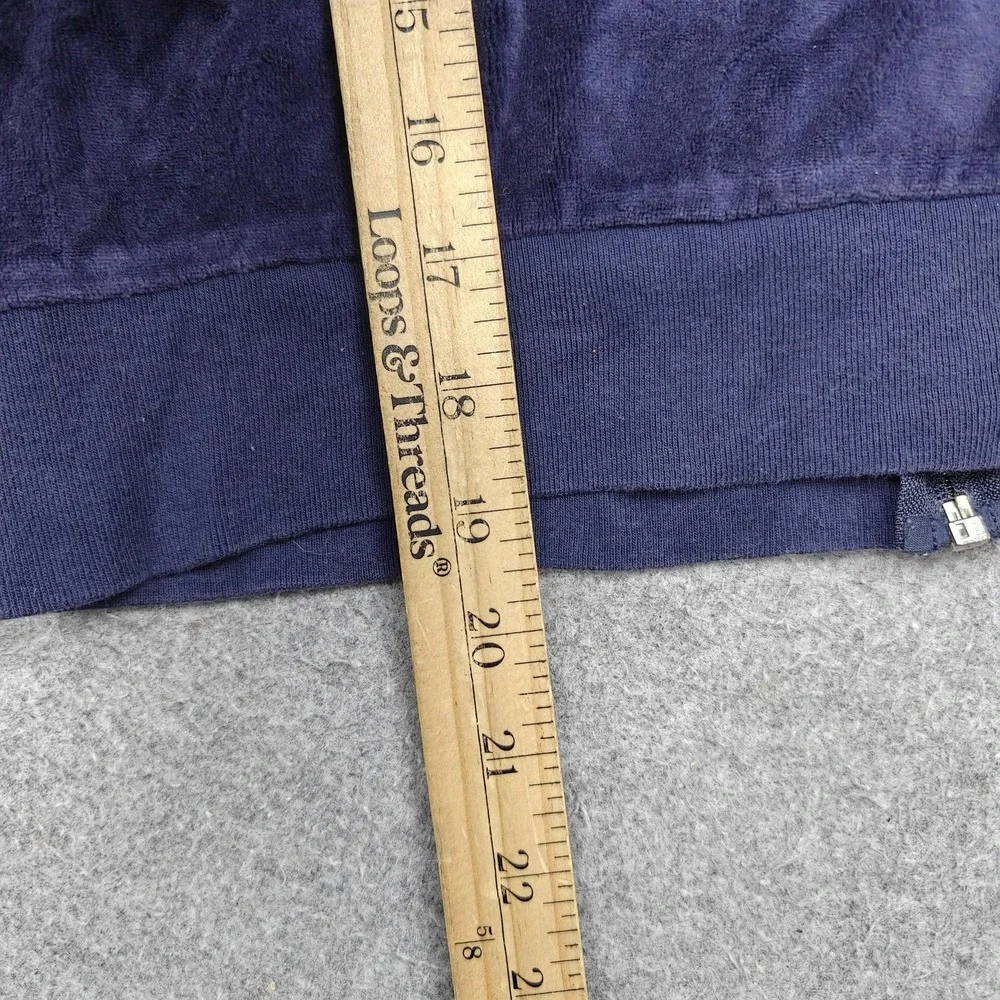 Arizona Jean Company Hoodie Girls 10/12 Blue Velour Full Zip Rhinestone Crown